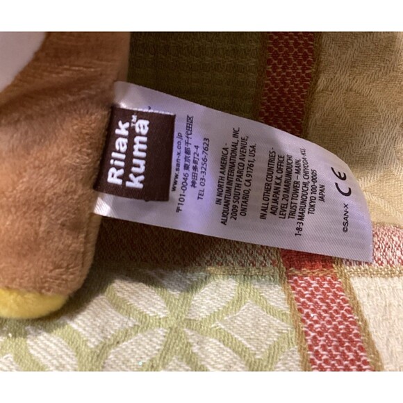 2009 8” San-X RILAKKUMA Plush Brown Stuffed Bear Zippered Pocket Plushy Japan - Picture 2 of 9